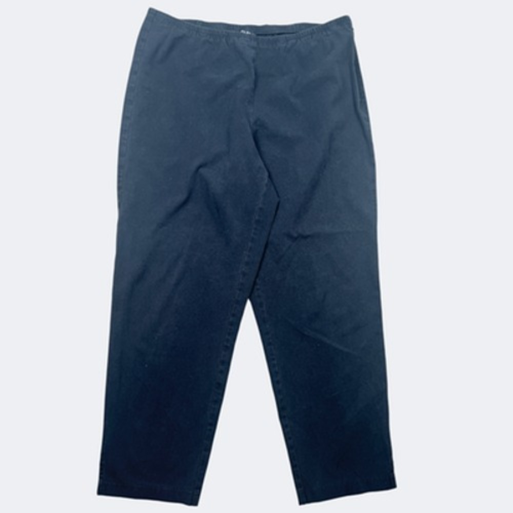 Eileen Fisher Pants Womens Petite PM Black Twill Pull On‎ Straight Leg Stretch